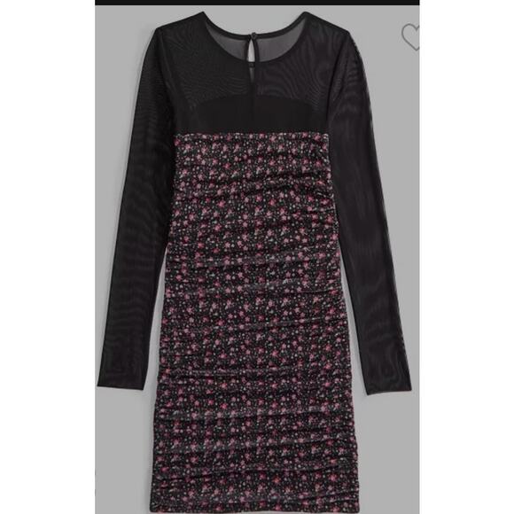 With Jules Big Girls Long-Sleeve Printed Mesh Combo Dress L - Picture 2 of 5